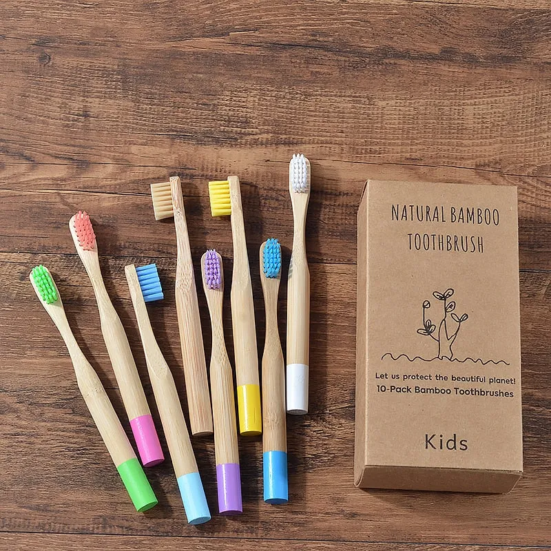 10 pcs Kids Eco Friendly Bamboo Toothbrush Soft Bristles