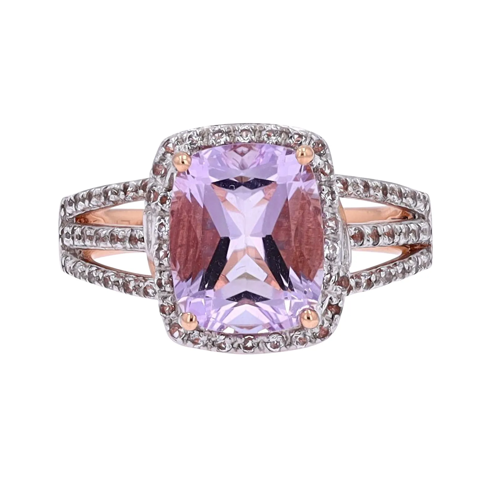 10K RG Amethyst & White Topaz Ring