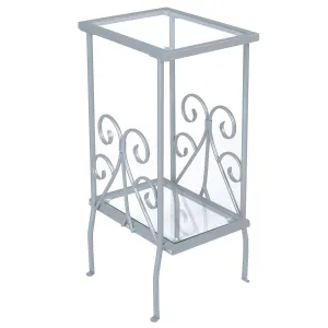12" x 16" x 30" Silver Clear Metal Tempered Glass Accent Table