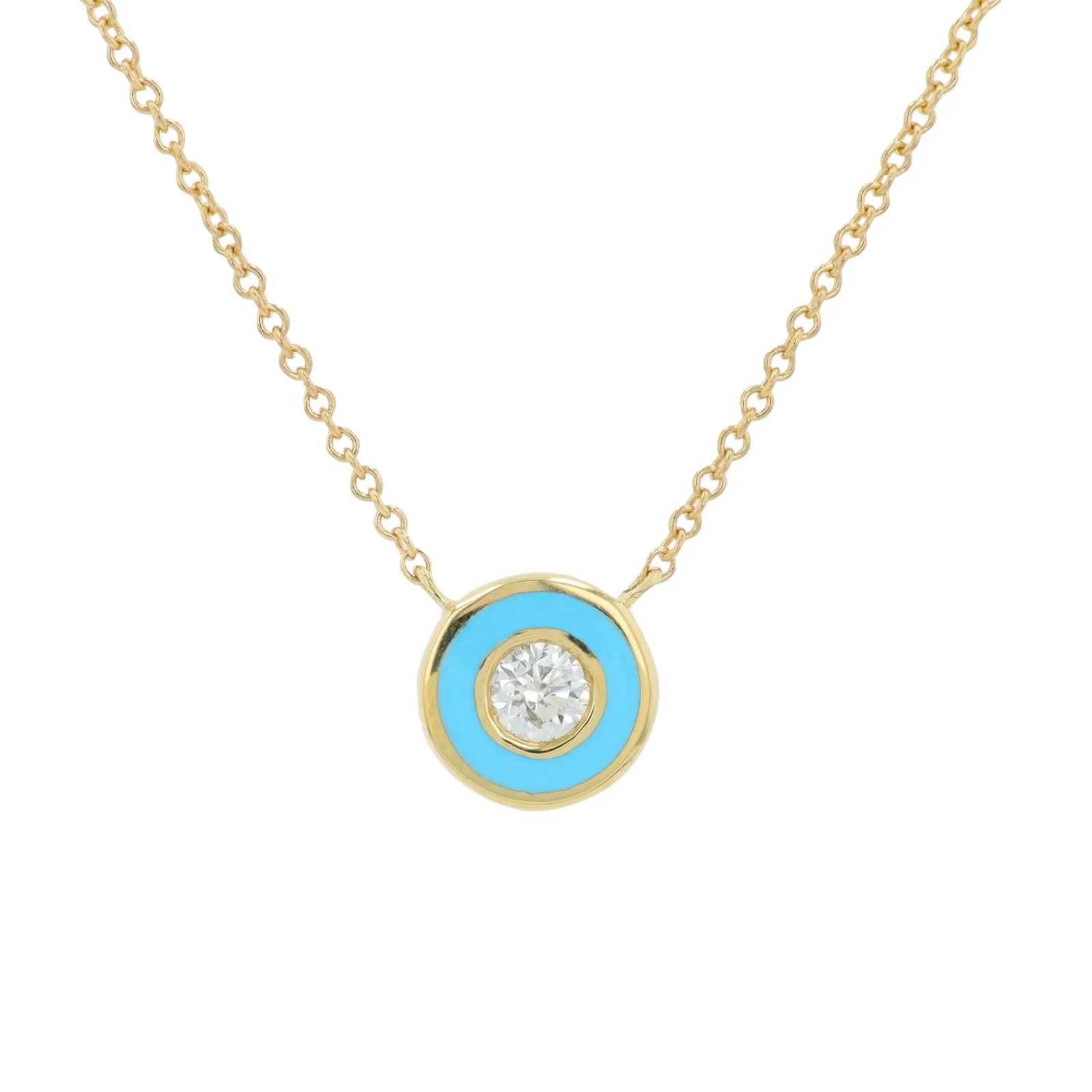 14K 0.13 CT Diamond Solitaire Necklace With Enamel Halo<p><strong>More Colors Available</p></strong>