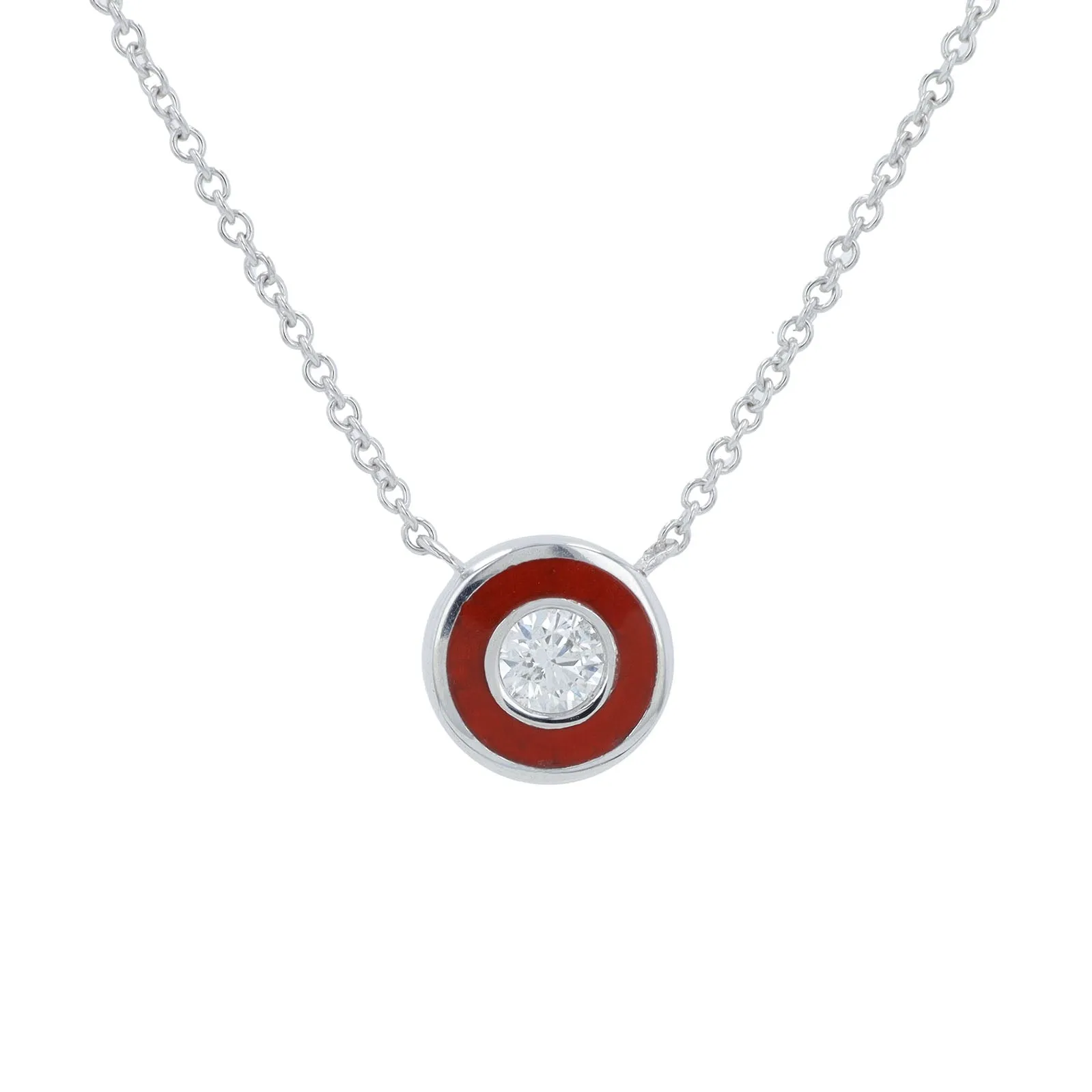 14K 0.13 CT Diamond Solitaire Necklace With Enamel Halo<p><strong>More Colors Available</p></strong>