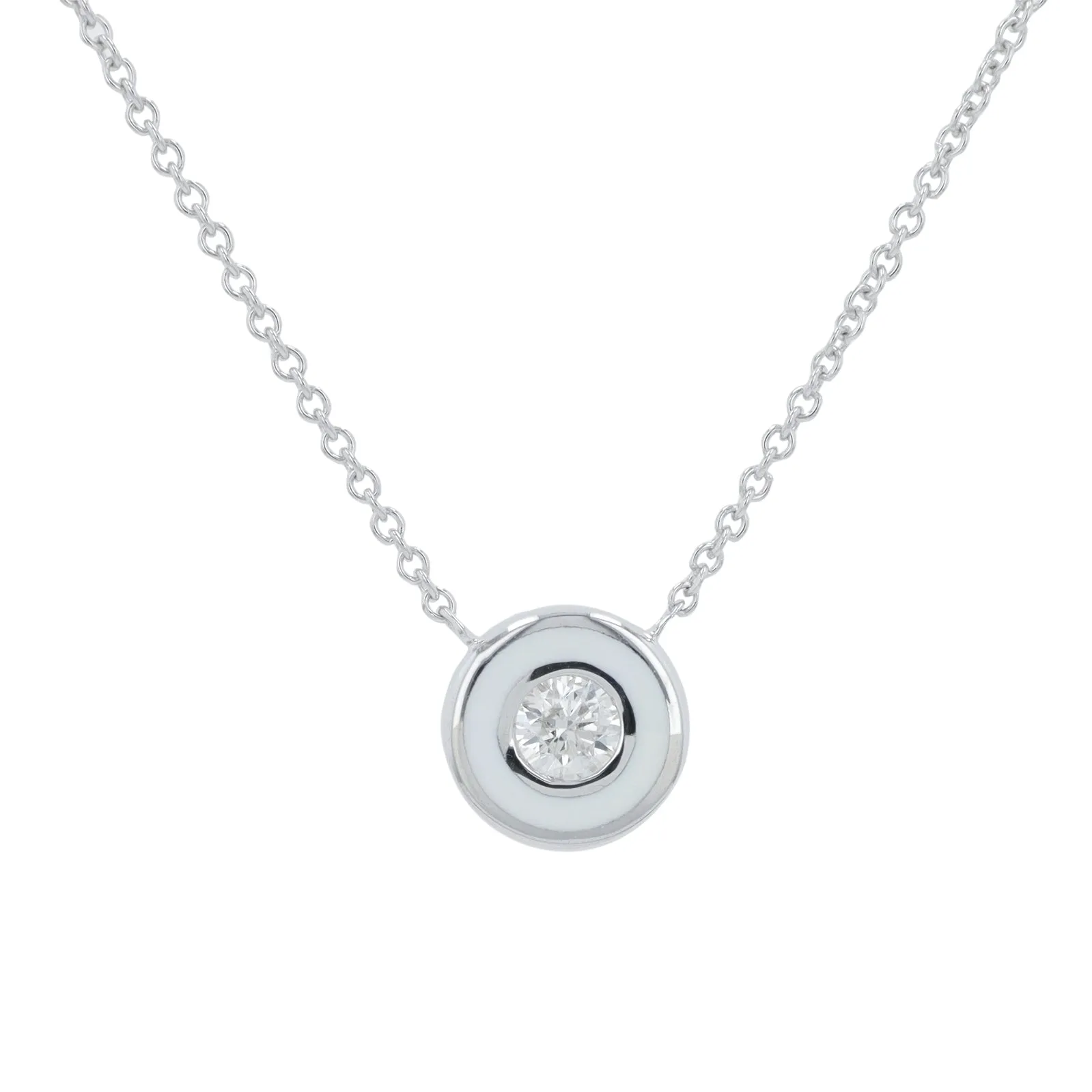 14K 0.13 CT Diamond Solitaire Necklace With Enamel Halo<p><strong>More Colors Available</p></strong>