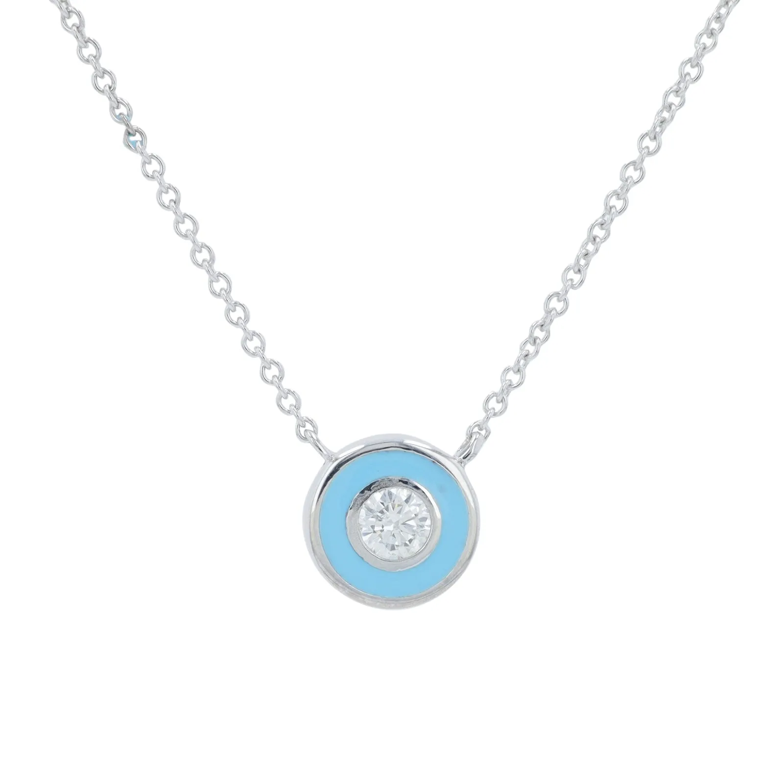 14K 0.13 CT Diamond Solitaire Necklace With Enamel Halo<p><strong>More Colors Available</p></strong>