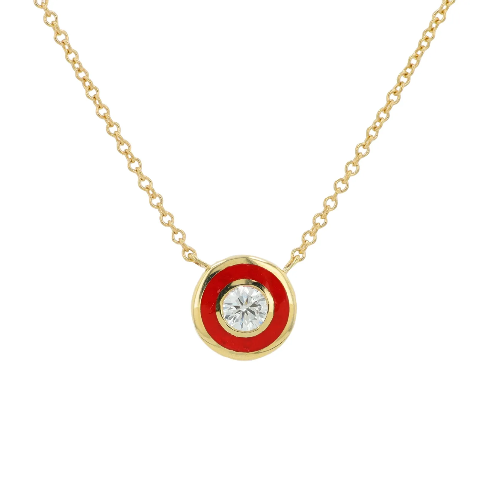 14K 0.13 CT Diamond Solitaire Necklace With Enamel Halo<p><strong>More Colors Available</p></strong>