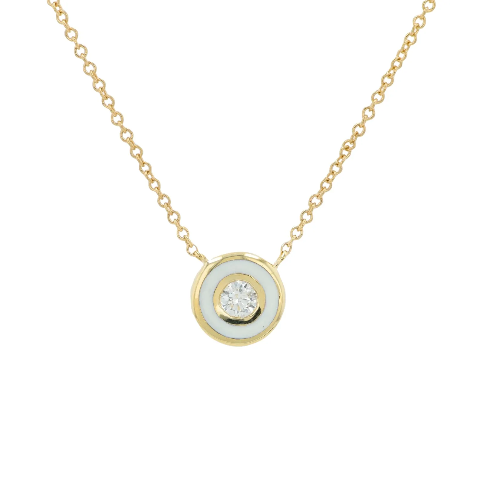 14K 0.13 CT Diamond Solitaire Necklace With Enamel Halo<p><strong>More Colors Available</p></strong>