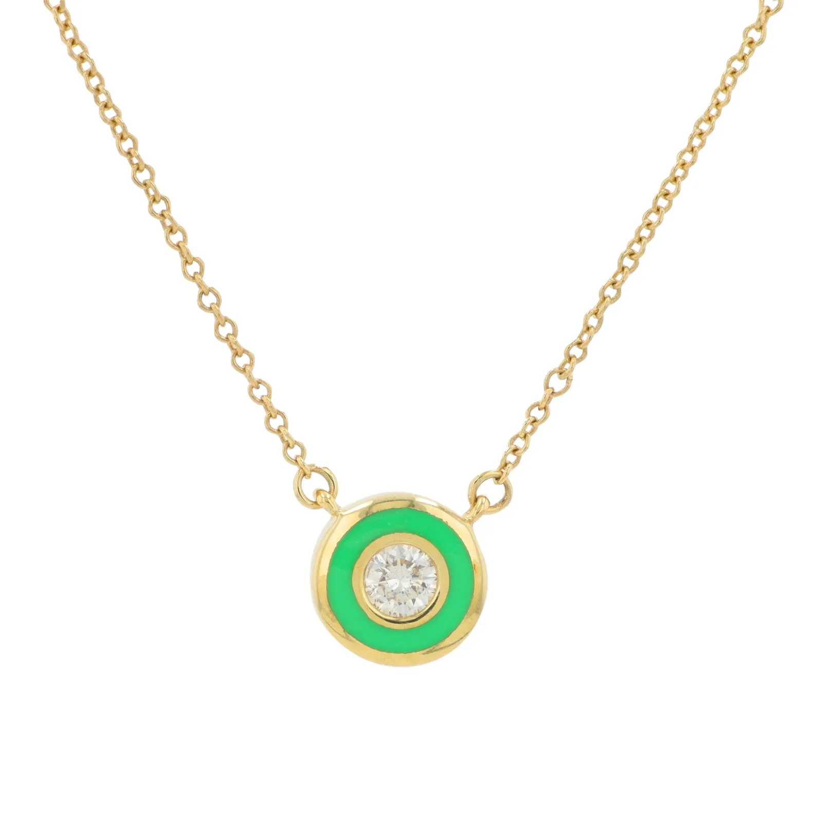 14K 0.13 CT Diamond Solitaire Necklace With Enamel Halo<p><strong>More Colors Available</p></strong>