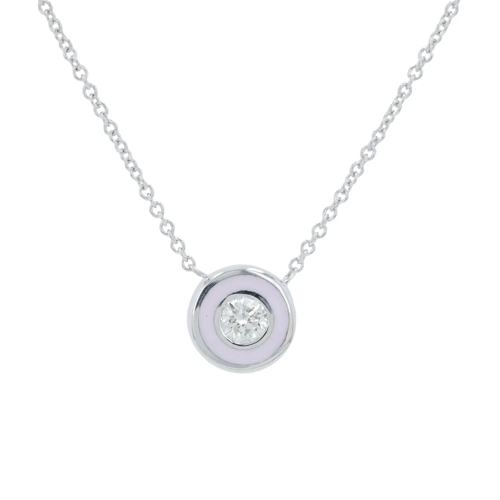 14K 0.13 CT Diamond Solitaire Necklace With Enamel Halo<p><strong>More Colors Available</p></strong>
