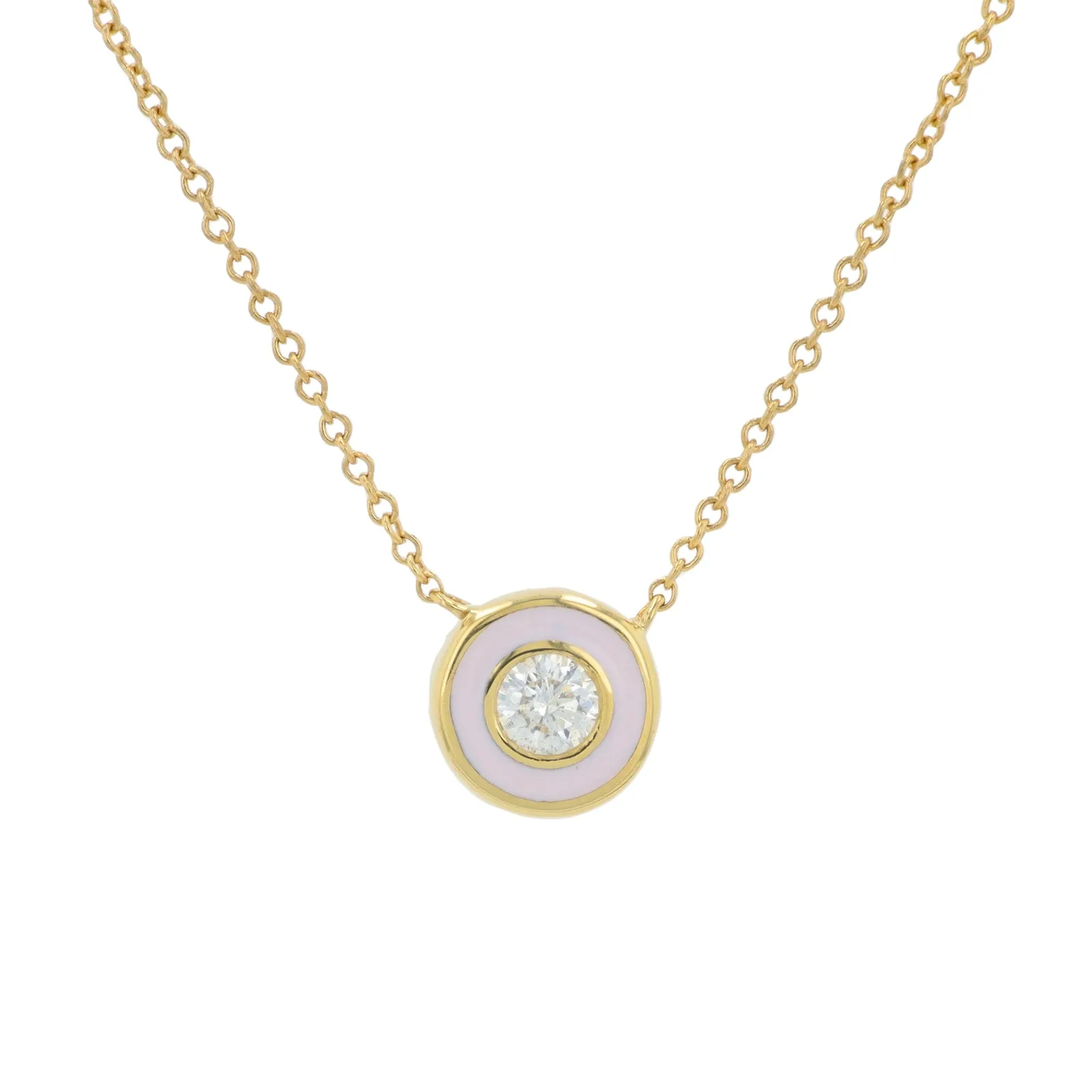 14K 0.13 CT Diamond Solitaire Necklace With Enamel Halo<p><strong>More Colors Available</p></strong>