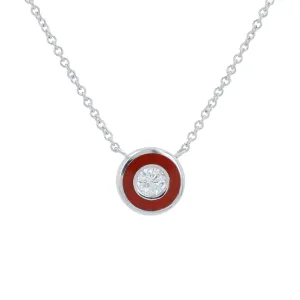 14K 0.13 CT Diamond Solitaire Necklace With Enamel Halo<p><strong>More Colors Available</p></strong>