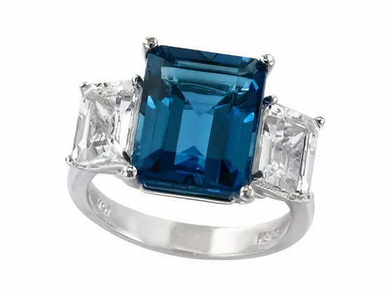 14K EFFY WG 9.35 CT White  & London Blue Topaz Ring