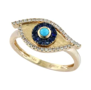 14K EFFY YG Multicolor Evil Eye Ring<p><strong>More Sizes Available</p></strong>