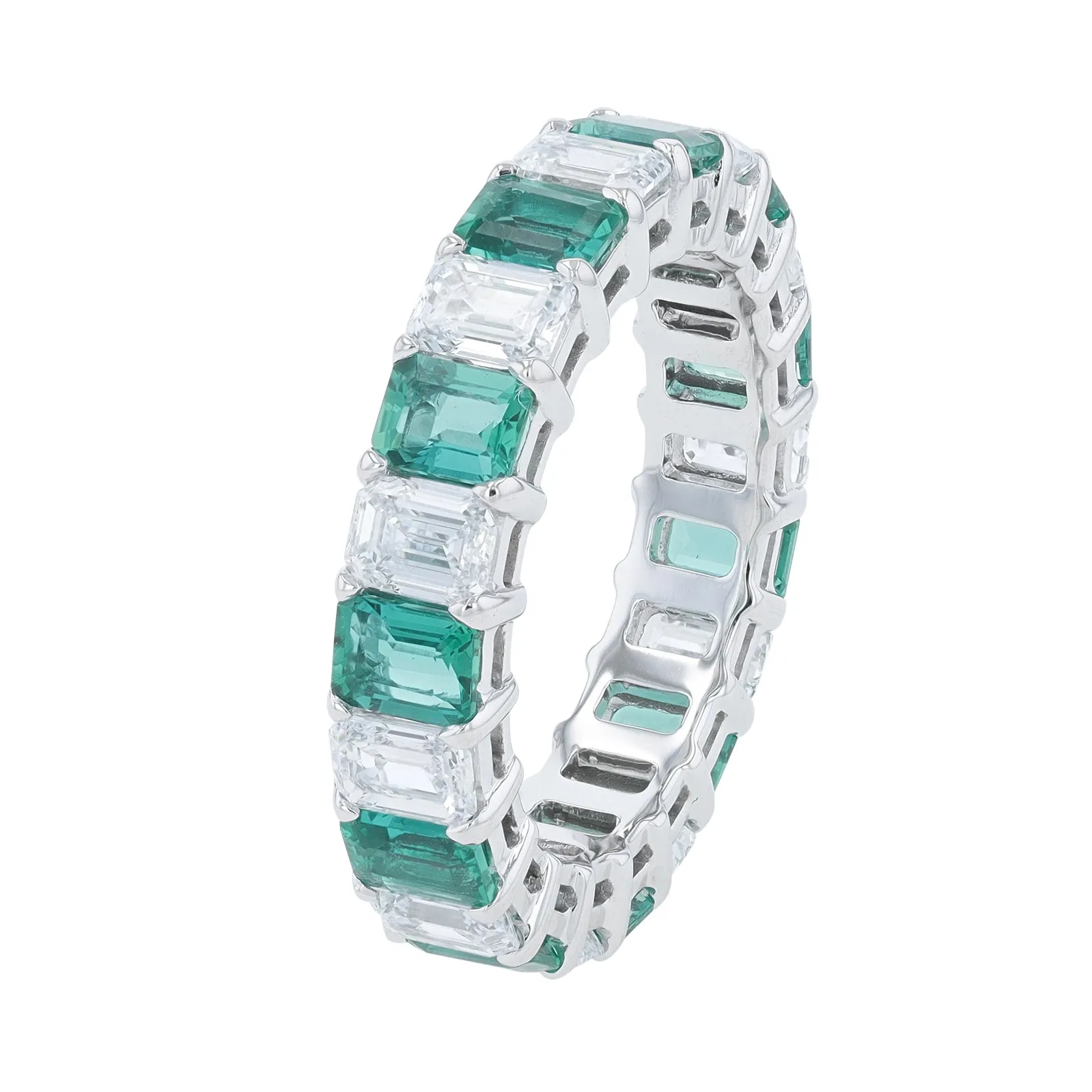14K WG Lab Grown Diamond & Lab Grown Emerald Eternity Band<p><strong>Lab Grown</p></strong>