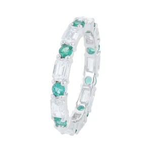 14K WG Lab Grown Diamond & Lab Grown Emerald Eternity Band<p><strong>Lab Grown</p></strong>