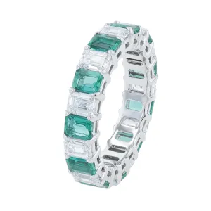 14K WG Lab Grown Diamond & Lab Grown Emerald Eternity Band<p><strong>Lab Grown</p></strong>