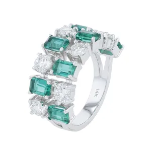 14K WG Lab Grown Diamond & Lab Grown Emerald Ring <p><strong>Lab Grown </p></strong>