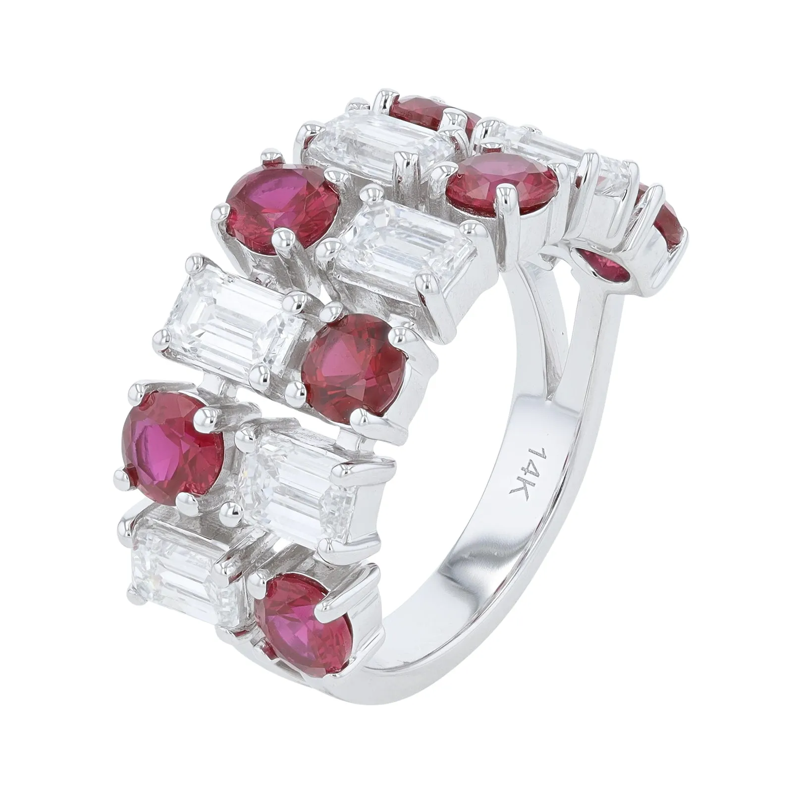 14K WG Lab Grown Diamond & Lab Grown Ruby Ring <p><strong>Lab Grown </p></strong>