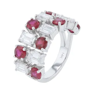14K WG Lab Grown Diamond & Lab Grown Ruby Ring <p><strong>Lab Grown </p></strong>