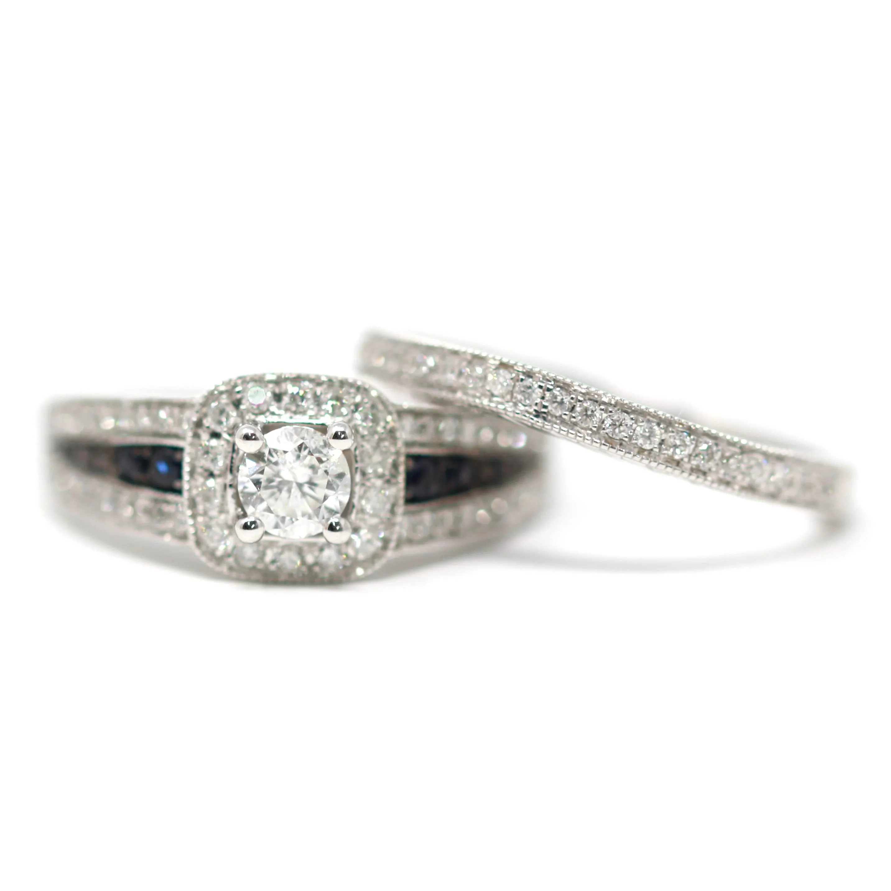 14K WG Sapphire Accent Bridal Set