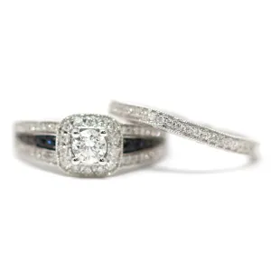 14K WG Sapphire Accent Bridal Set