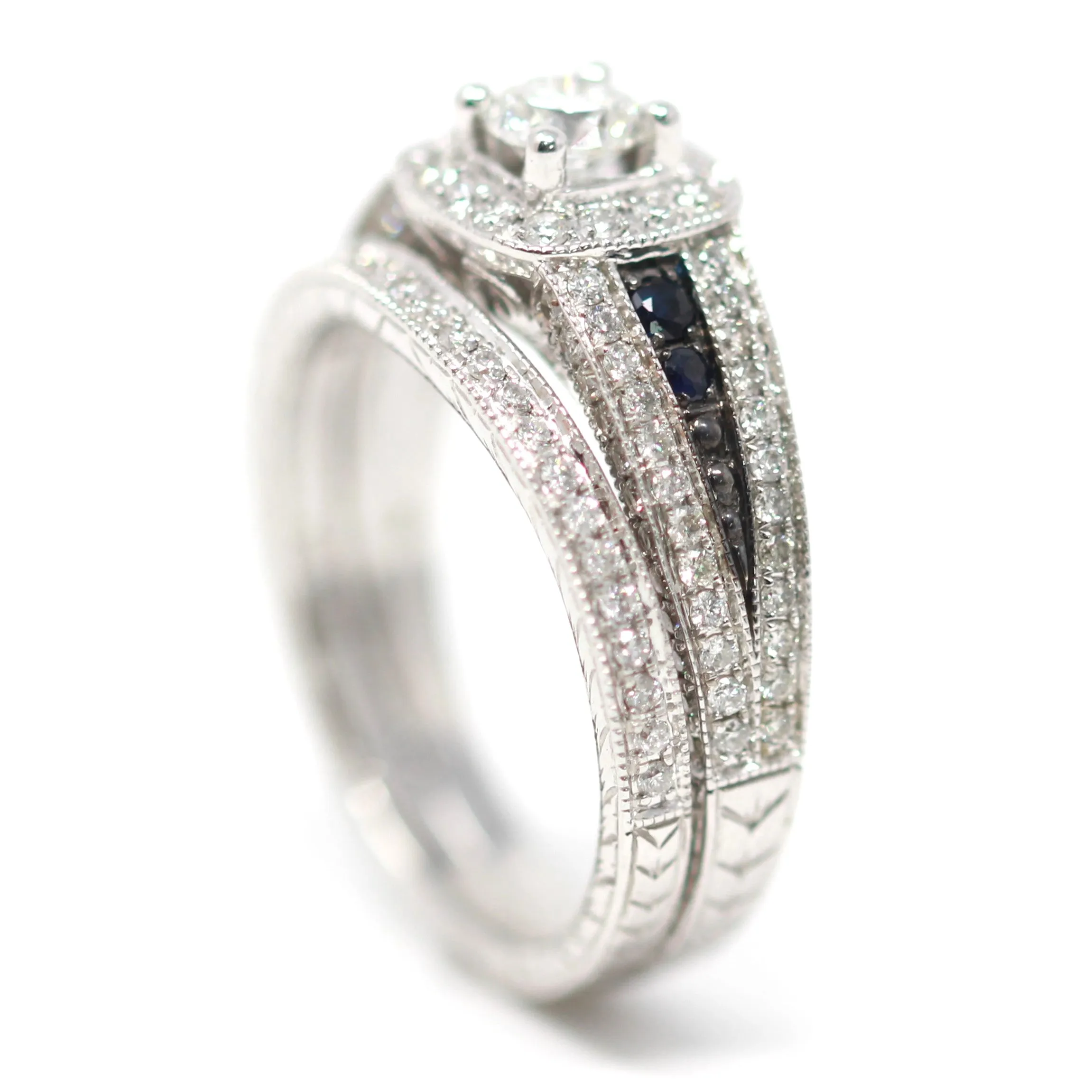 14K WG Sapphire Accent Bridal Set