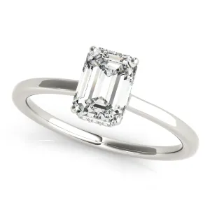 14K White Gold Emerald Cut Hidden Halo Open Gallery Diamond Engagement Ring (1.12ctw)