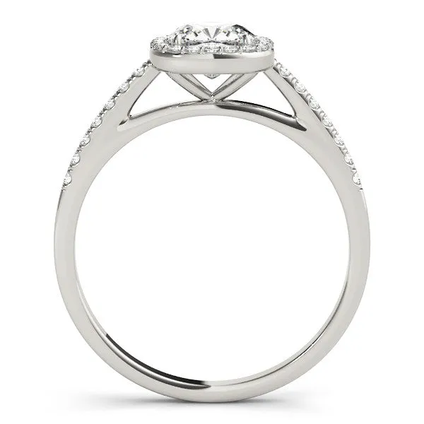 14K White Gold Lab-Grown Cushion Cut Diamond Halo Cathedral Engagement Ring With Pave Accent Diamonds - Options Available