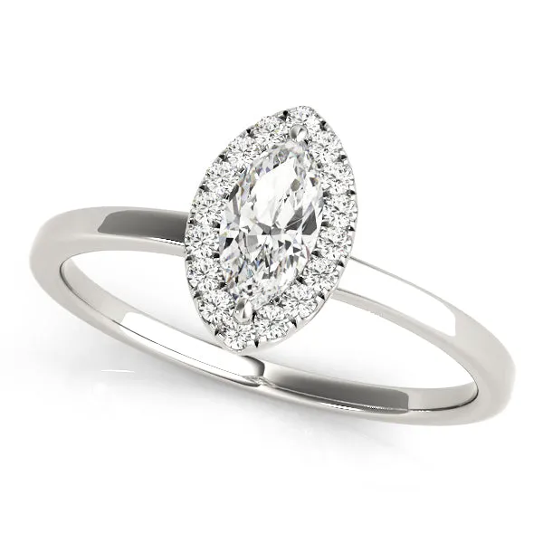 14K White Gold Marquise Diamond Halo Engagement Ring (1.12ctw)