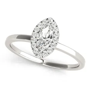 14K White Gold Marquise Diamond Halo Engagement Ring (1.12ctw)