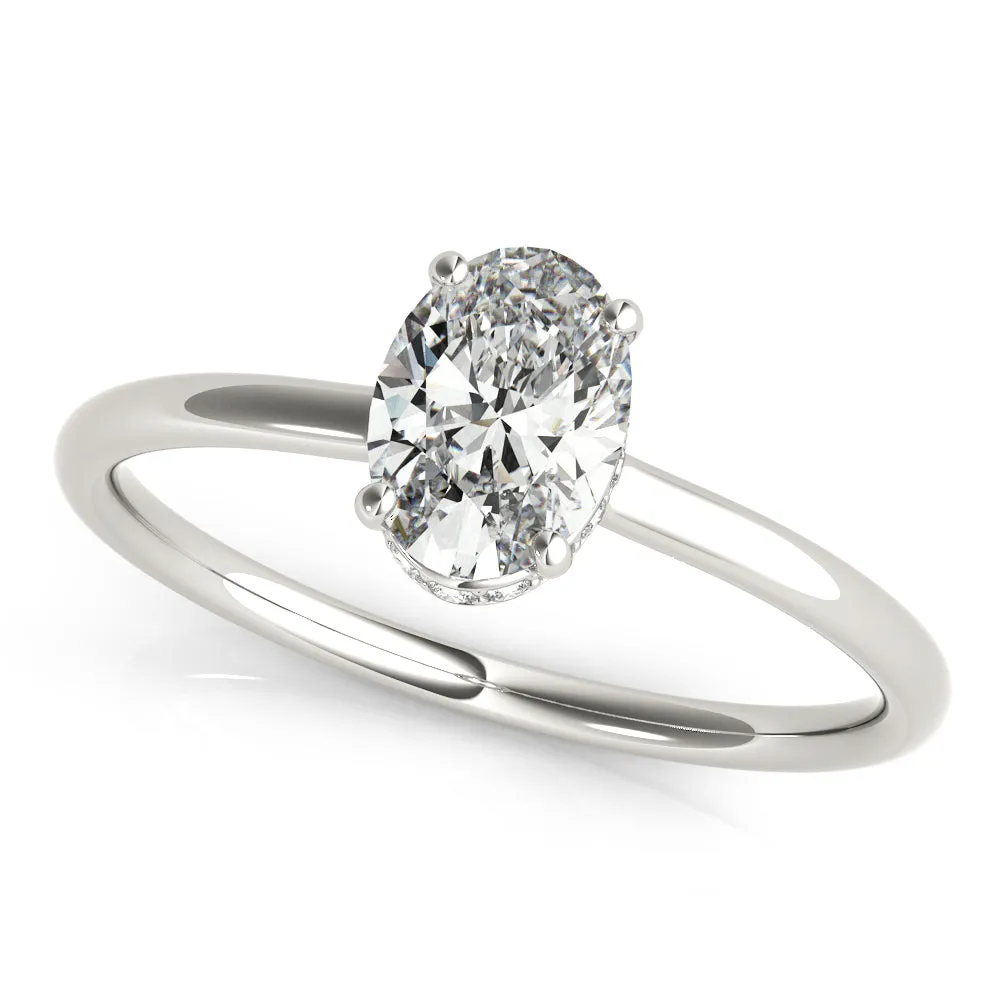 14K White Gold Oval Hidden Halo Open Gallery Diamond Engagement Ring (1.12ctw)