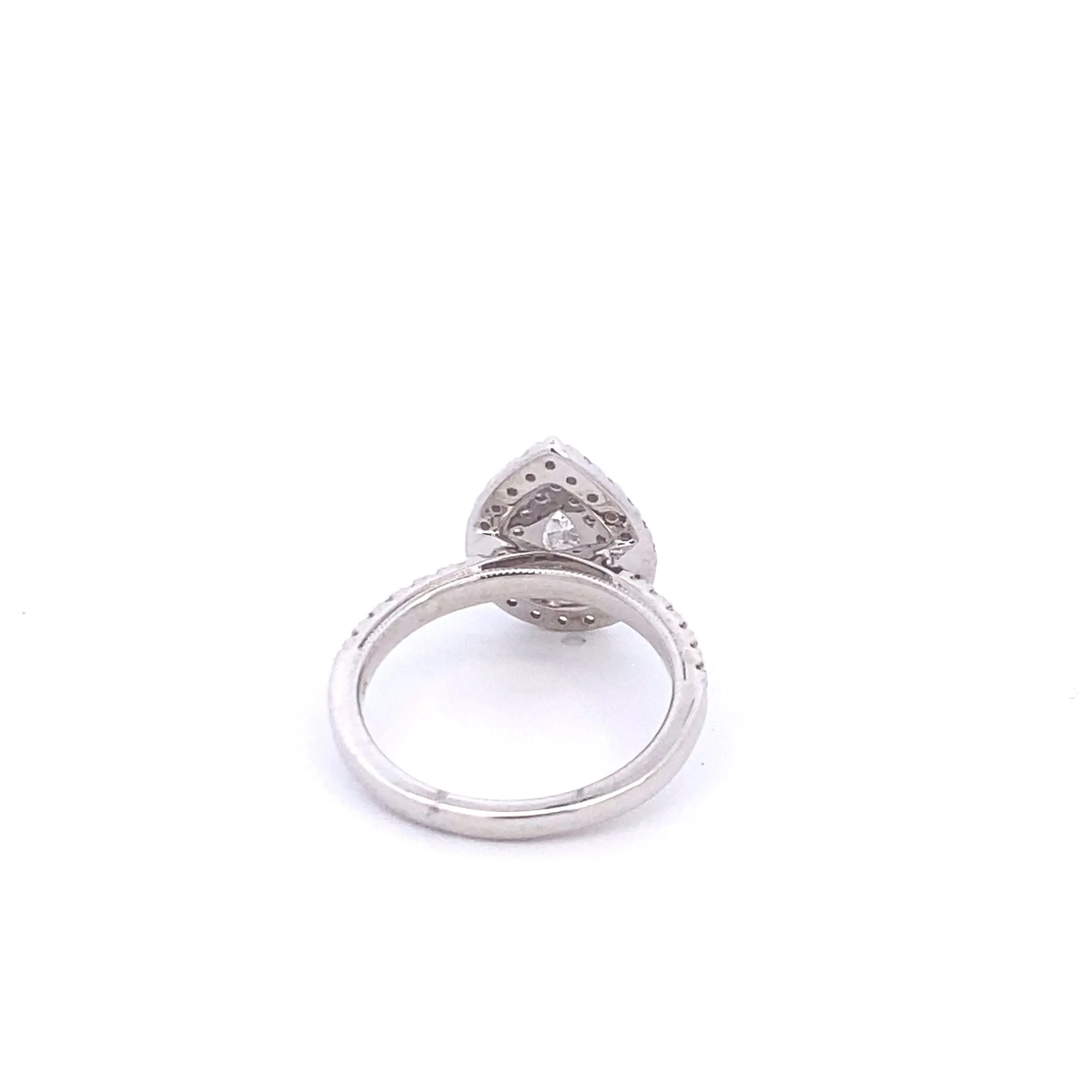 14K White Gold Pear Shape Double Halo Diamond Engagement Ring (1.01ctw)