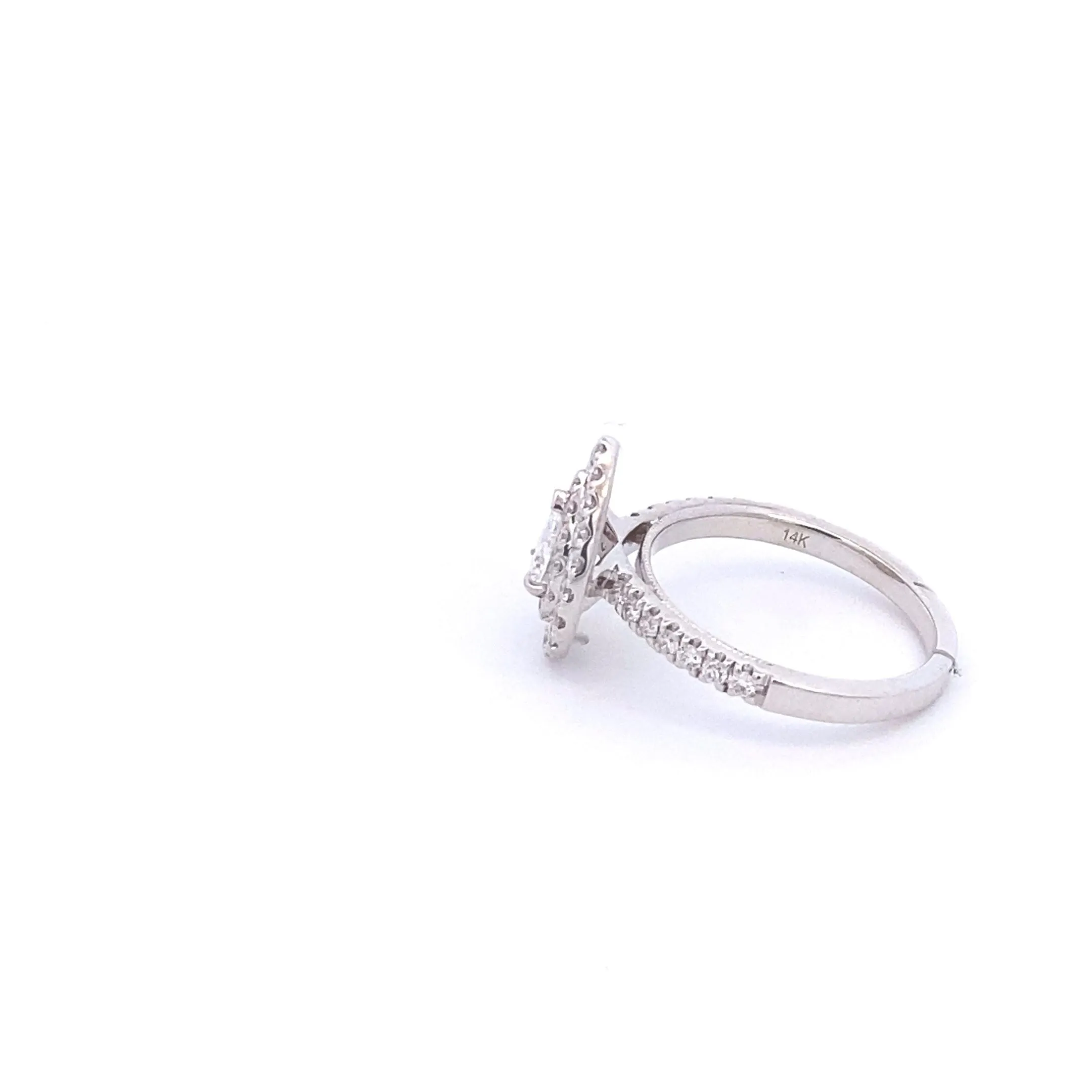 14K White Gold Pear Shape Double Halo Diamond Engagement Ring (1.01ctw)