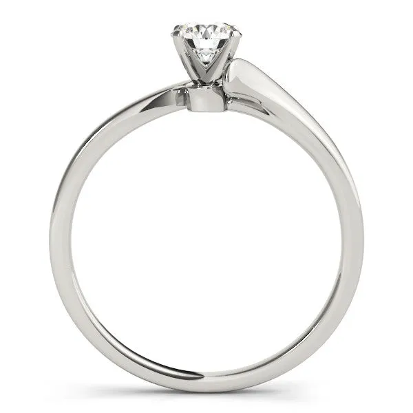14K White Gold Round Brilliant Diamond Bypass Engagement Ring With Diamond Accent