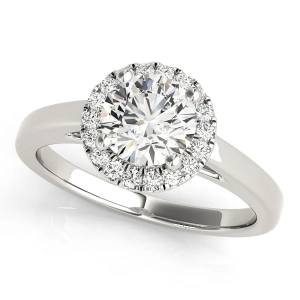 14K White Gold Round Brilliant Diamond Halo Engagement Ring (1.10ctw)