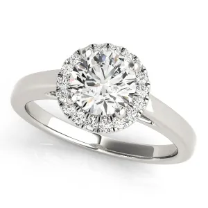 14K White Gold Round Brilliant Diamond Halo Engagement Ring (1.10ctw)