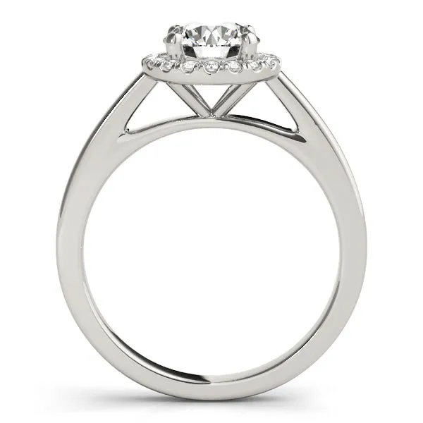 14K White Gold Round Brilliant Diamond Halo Engagement Ring (1.10ctw)