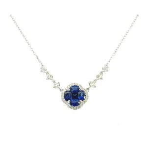 14K White Gold Sapphire And Diamond Mosaic Necklace (1.50ctw)