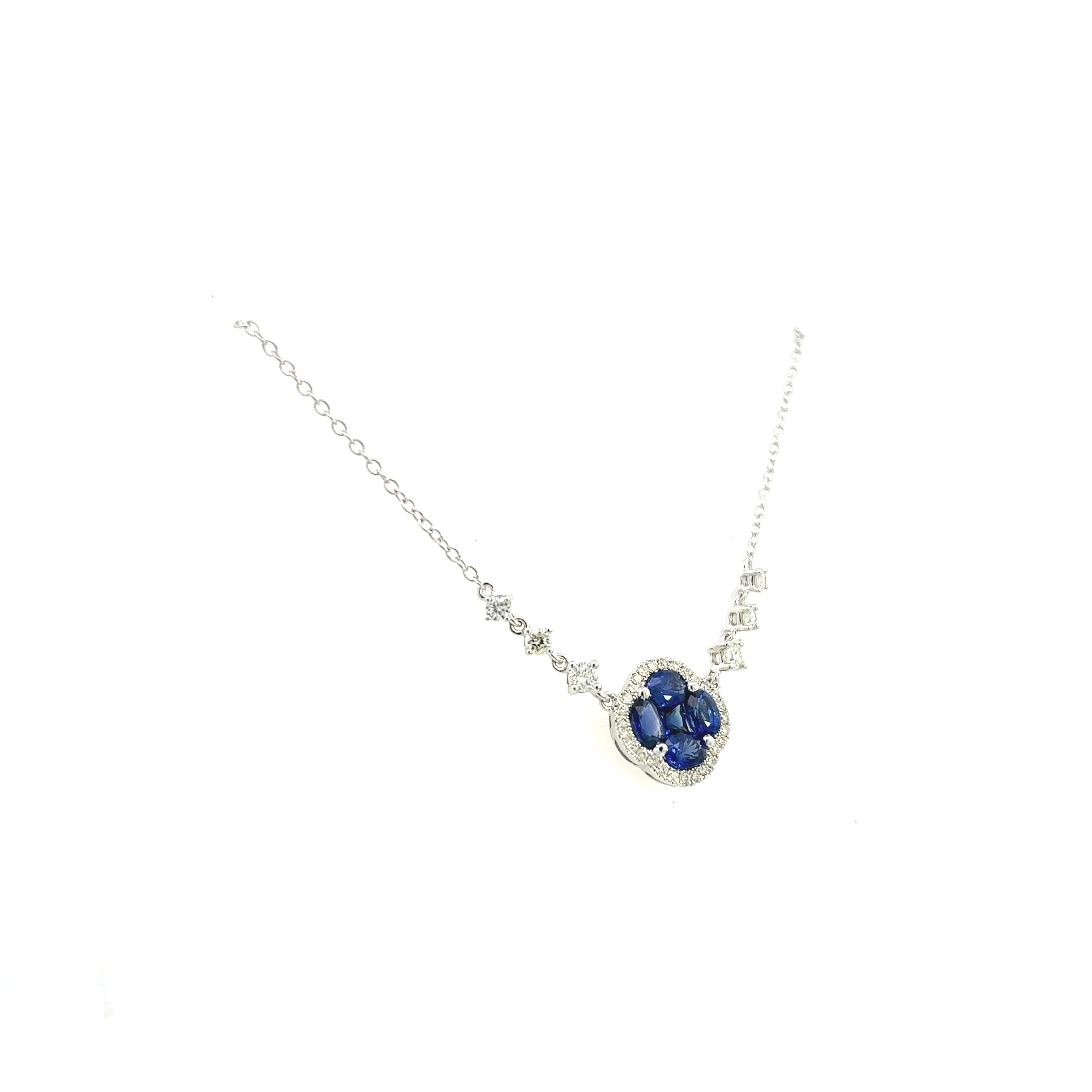 14K White Gold Sapphire And Diamond Mosaic Necklace (1.50ctw)
