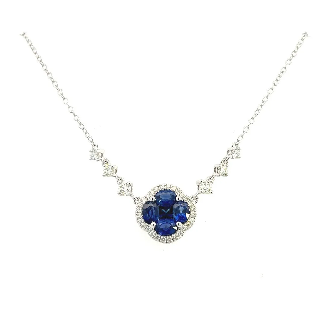 14K White Gold Sapphire And Diamond Mosaic Necklace (1.50ctw)