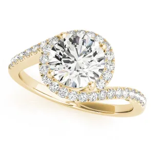 14K Yellow Gold Round Brilliant Diamond Pave Halo Swirl Engagement Ring (1.25ctw)