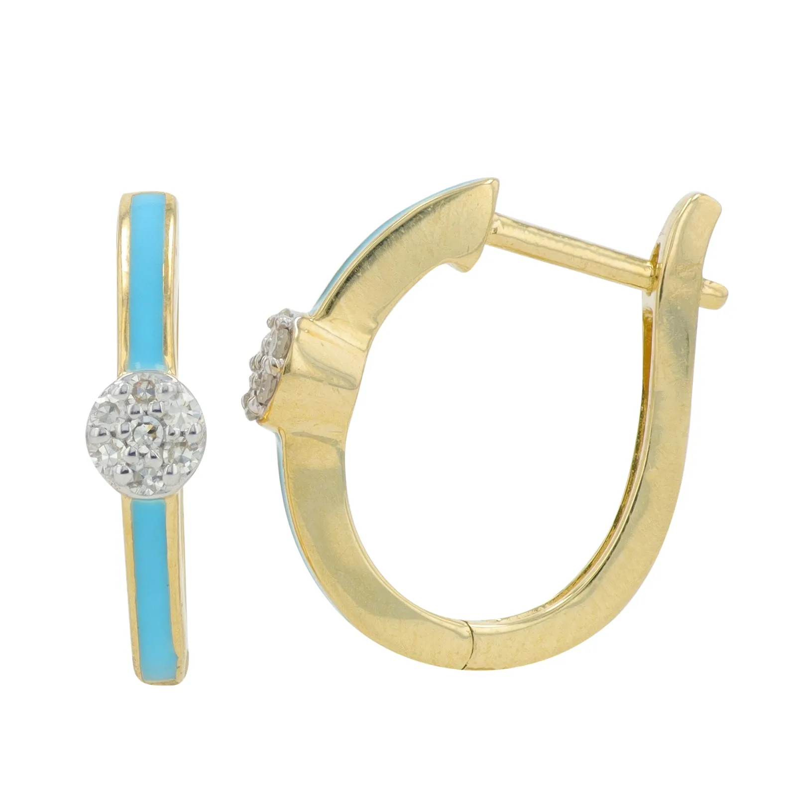 14K YG 0.10 CT Diamond & Enamel Hoops<p><strong>More Colors Available</p></strong>