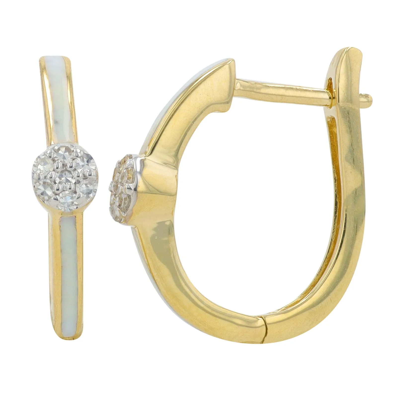 14K YG 0.10 CT Diamond & Enamel Hoops<p><strong>More Colors Available</p></strong>