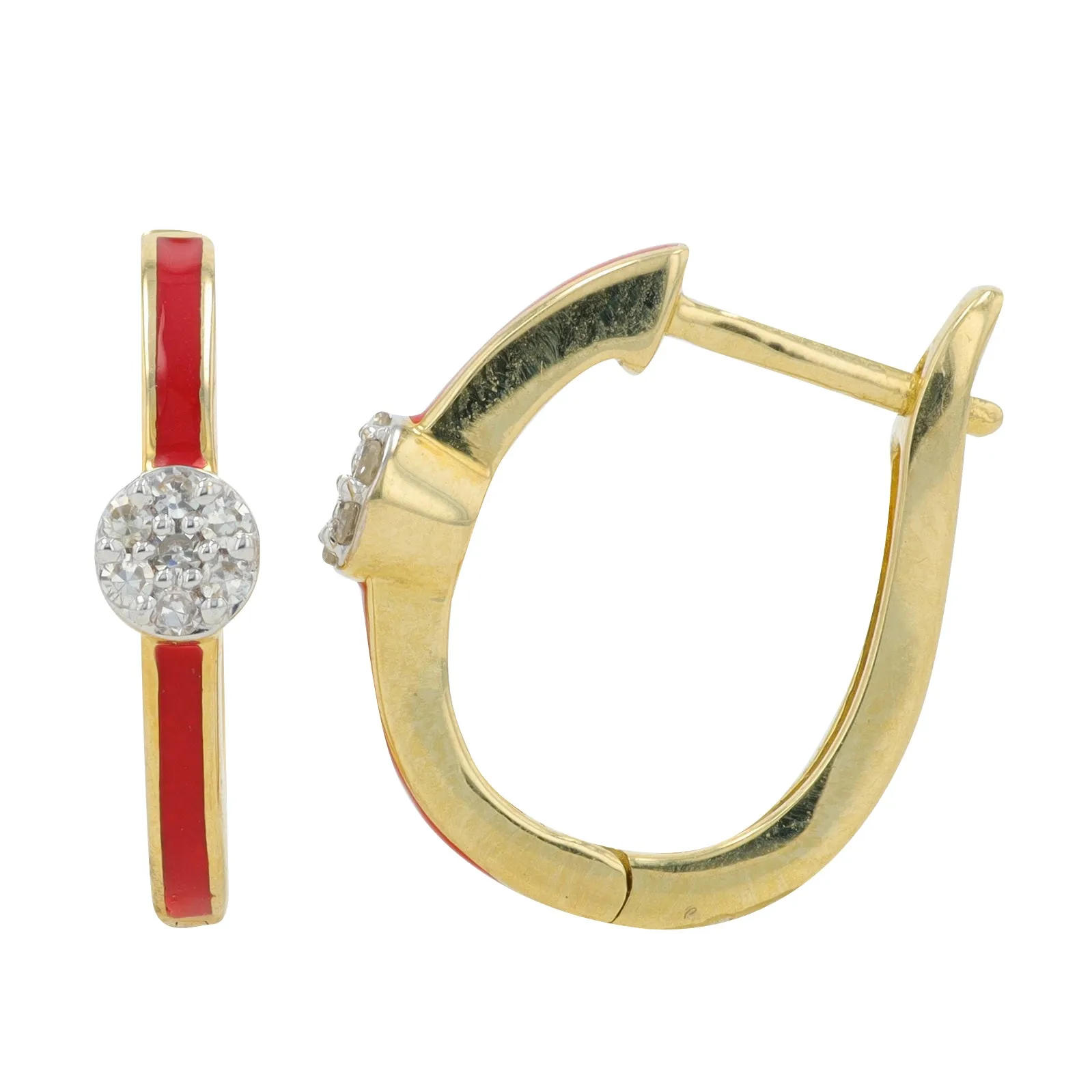 14K YG 0.10 CT Diamond & Enamel Hoops<p><strong>More Colors Available</p></strong>