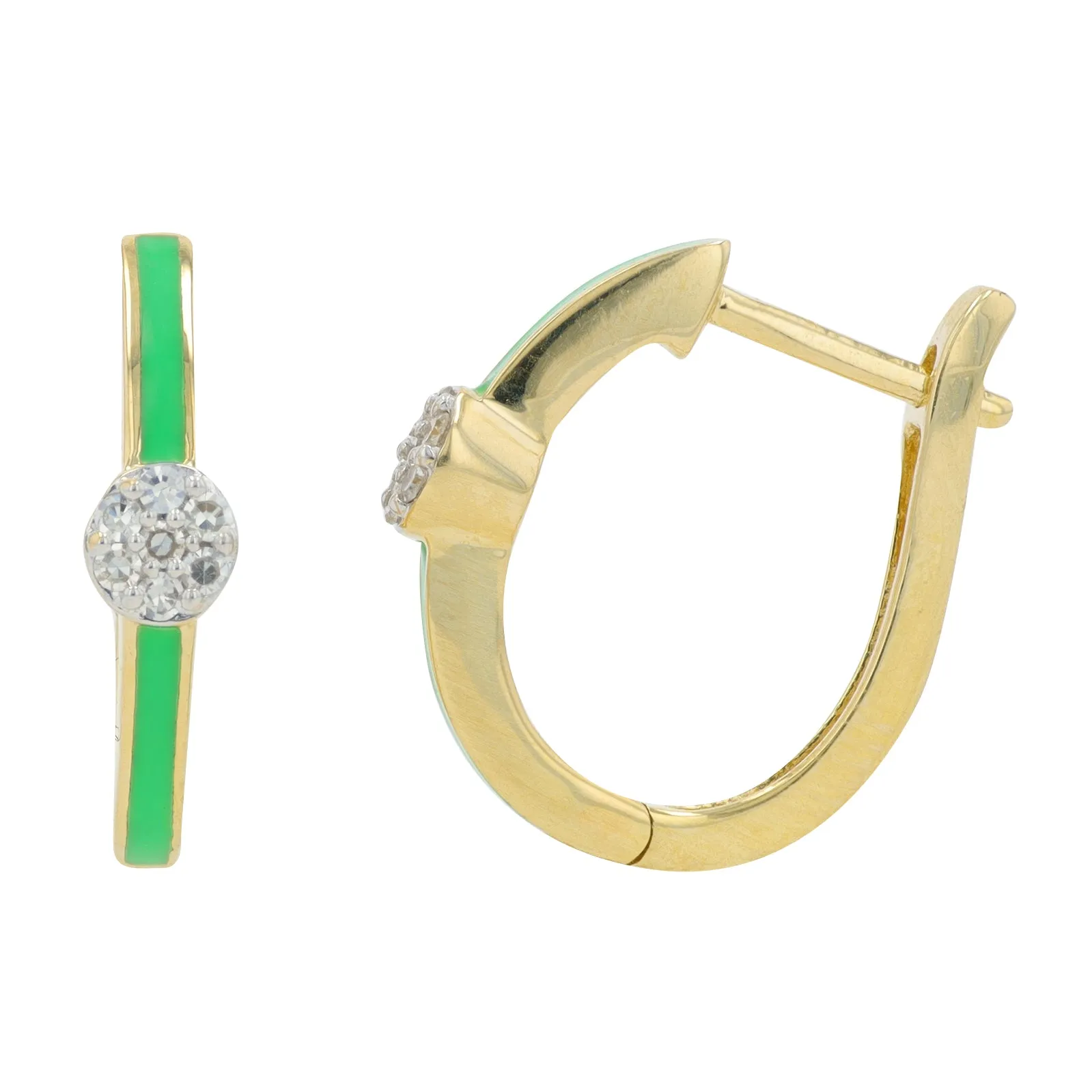 14K YG 0.10 CT Diamond & Enamel Hoops<p><strong>More Colors Available</p></strong>