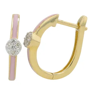 14K YG 0.10 CT Diamond & Enamel Hoops<p><strong>More Colors Available</p></strong>