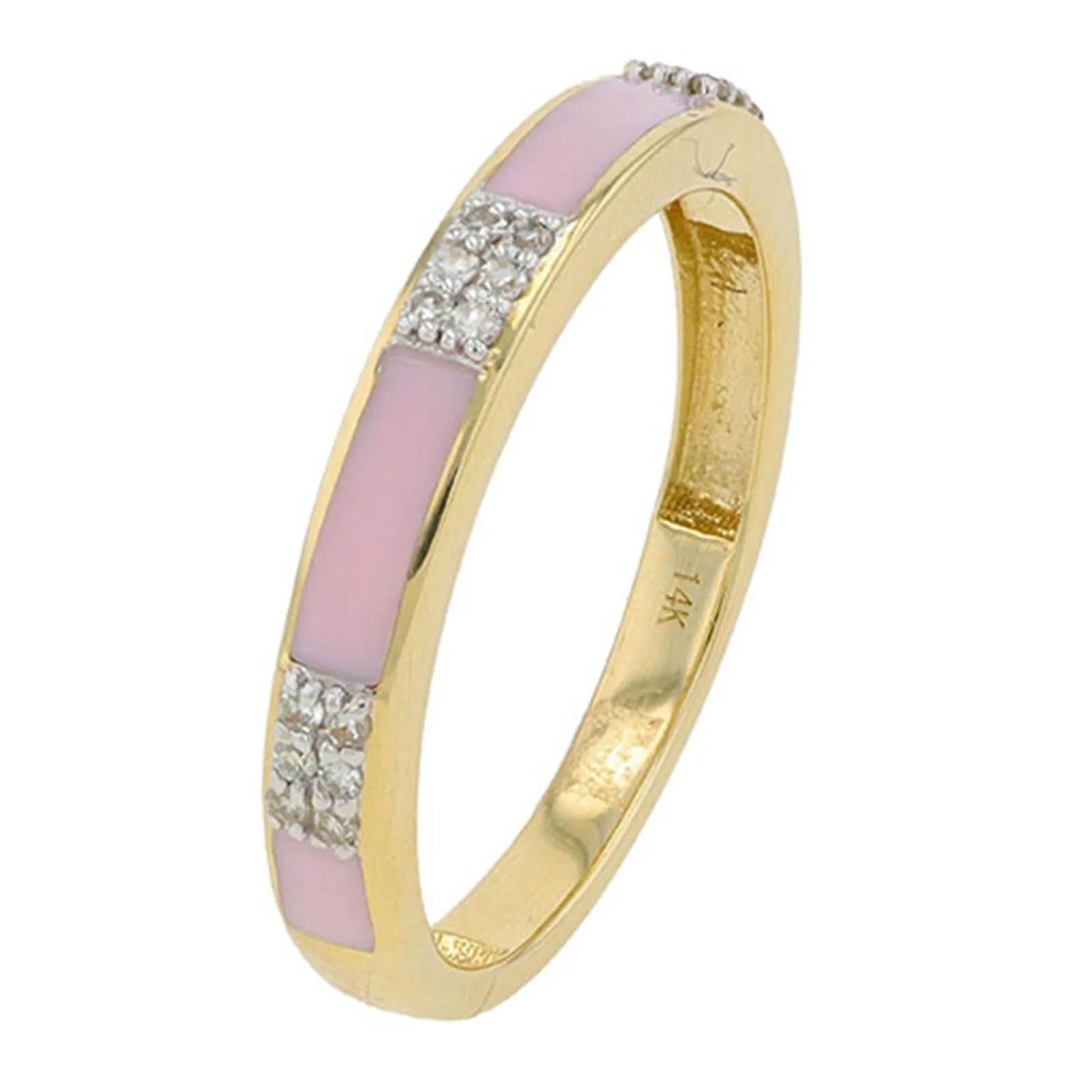14K YG 1/10 CT Diamond Band With Enamel Accents<p><strong>More Colors Available</p></strong>