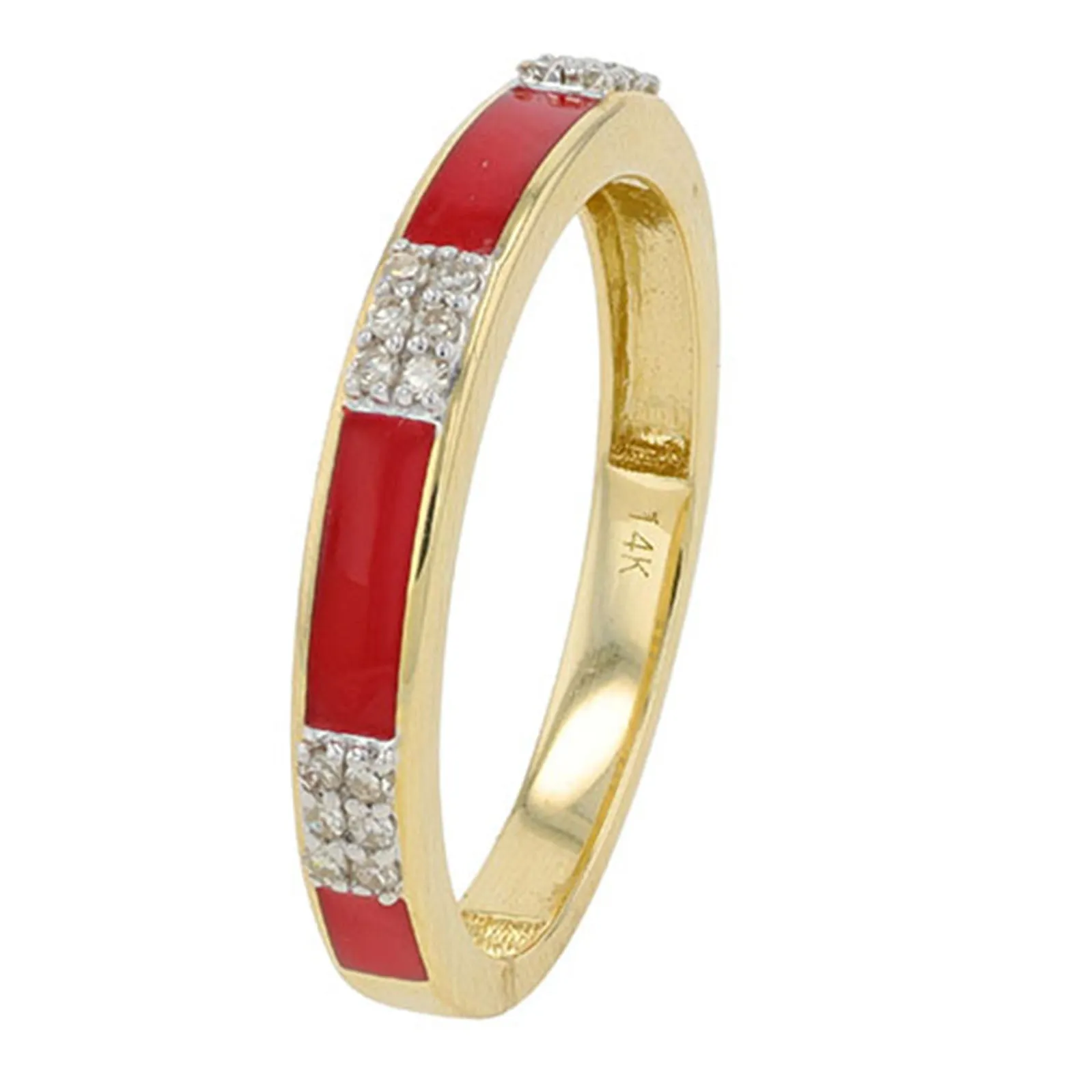 14K YG 1/10 CT Diamond Band With Enamel Accents<p><strong>More Colors Available</p></strong>