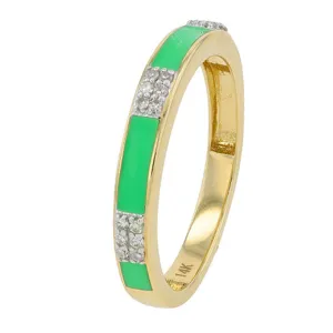 14K YG 1/10 CT Diamond Band With Enamel Accents<p><strong>More Colors Available</p></strong>