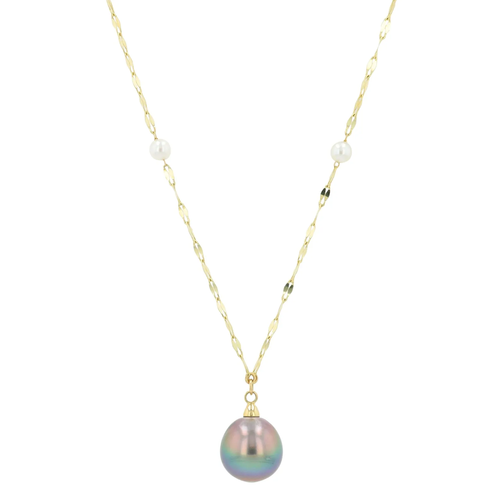 14K YG Tahitian & Akoya Pearl Pendant