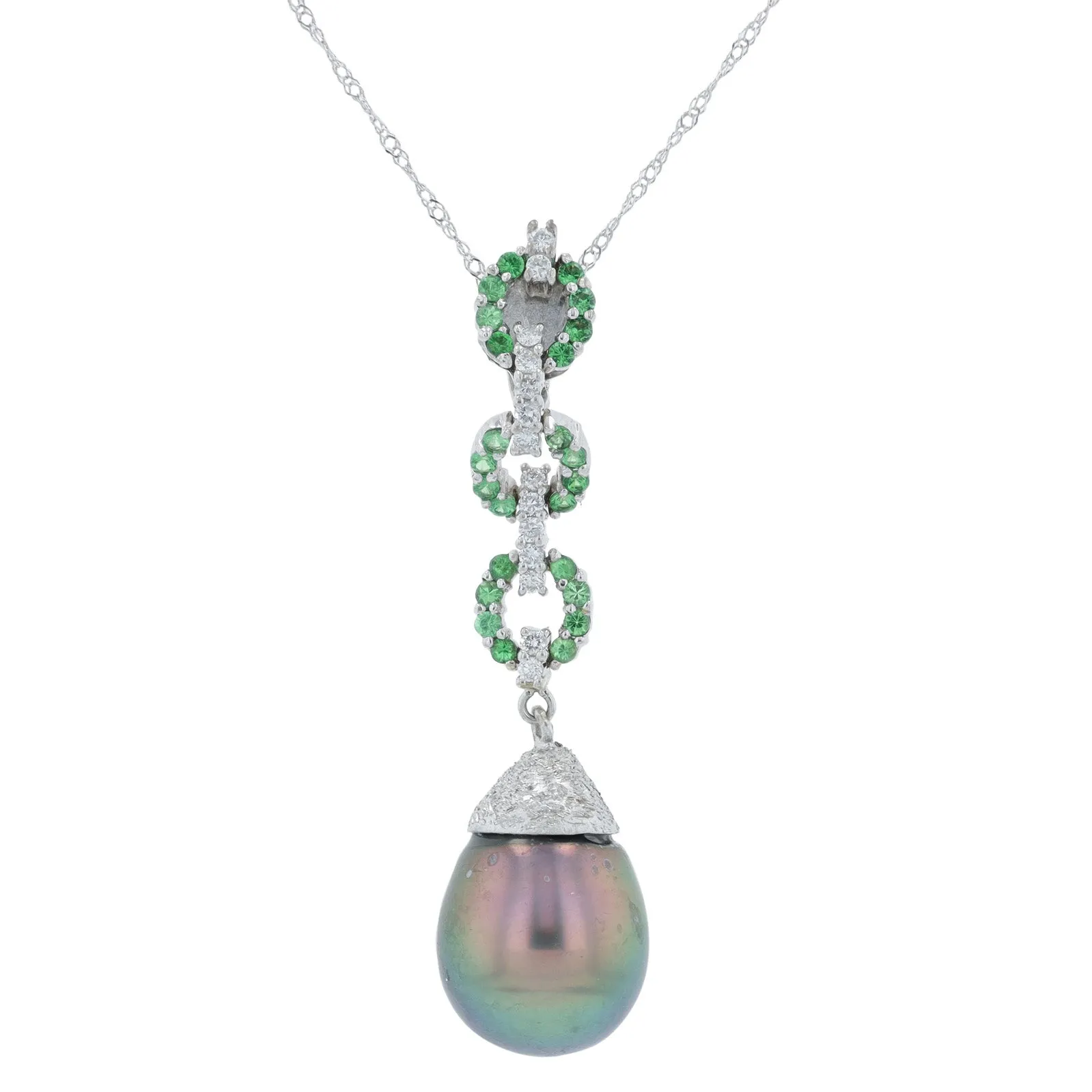 18K WG 10.92 MM Tahitian Pearl Drop Pendant