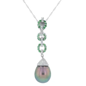 18K WG 10.92 MM Tahitian Pearl Drop Pendant